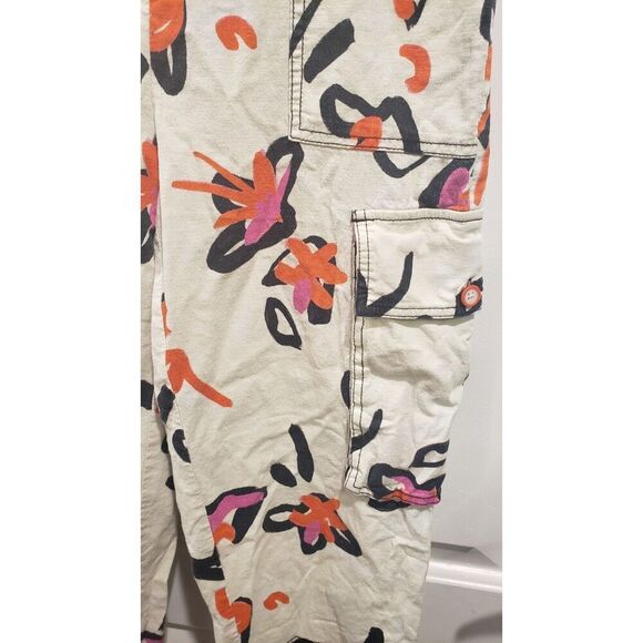 TANYA TAYLOR Margot Jumpsuit Womens 0 Ivory Orange Floral Linen Blend Pockets‎ - Picture 6 of 10